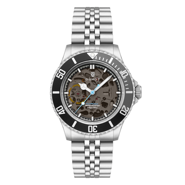 Charcoal Black | Atlantica Skeleton Diver Automatic – Duxot Watches
