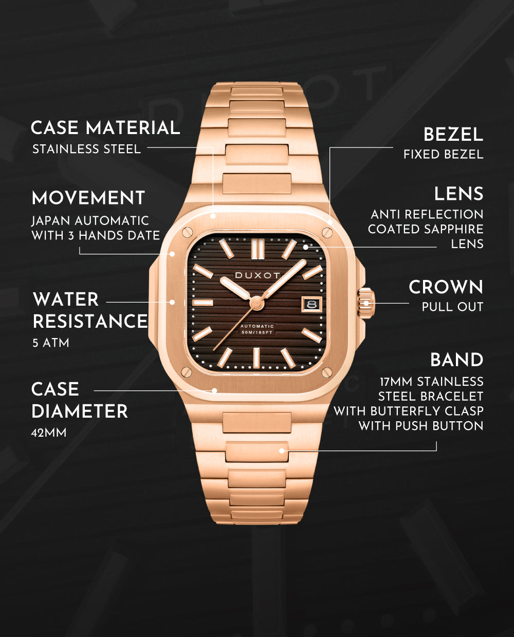 Quadrata Automatic DX-2073 – Duxot Watches